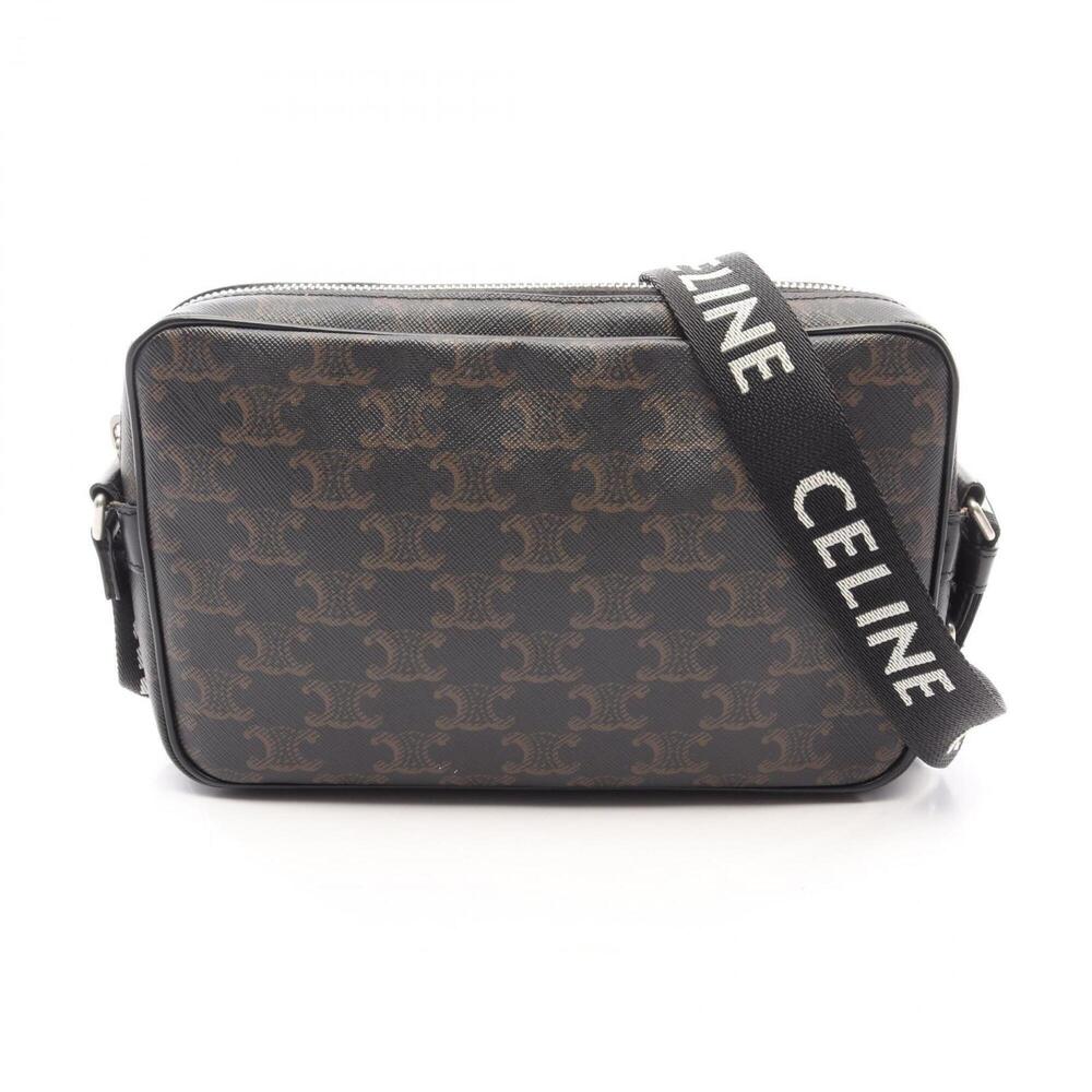 Celine Triomphe Medium Messenger Bag, Shoulder Handbag, Coated Canvas, Leathe...